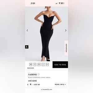 House of CB Black Sabine Dress- Size Medium